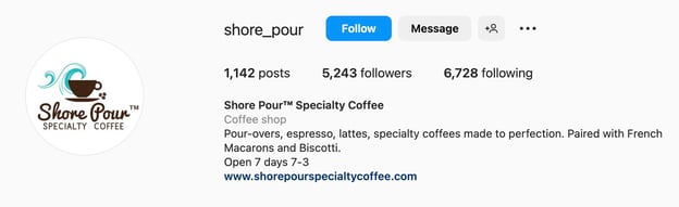 Instagram のレストランやコーヒー ショップ、ショア ポアのバイオ アイデア
