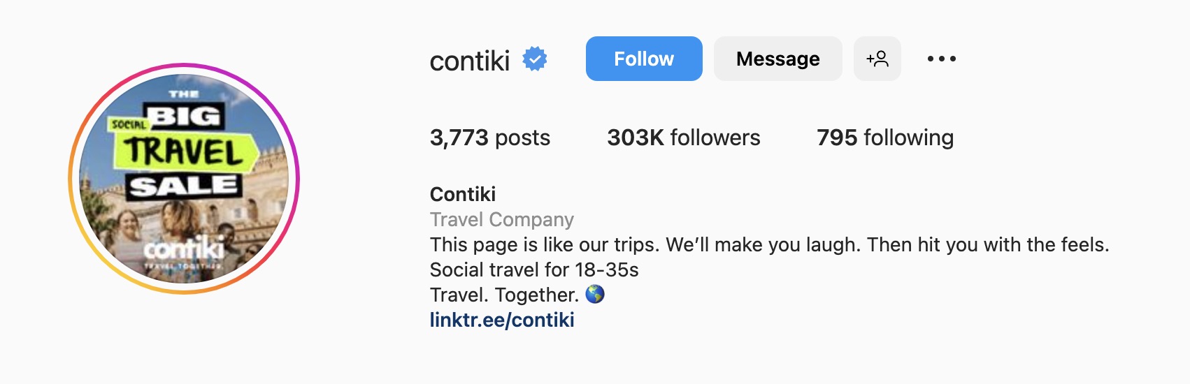 Good Instagram bio ideas for travel, contiki