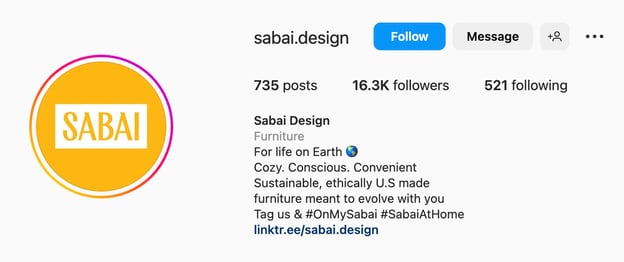 クリエイティブな Instagram バイオのアイデア、sabai デザイン