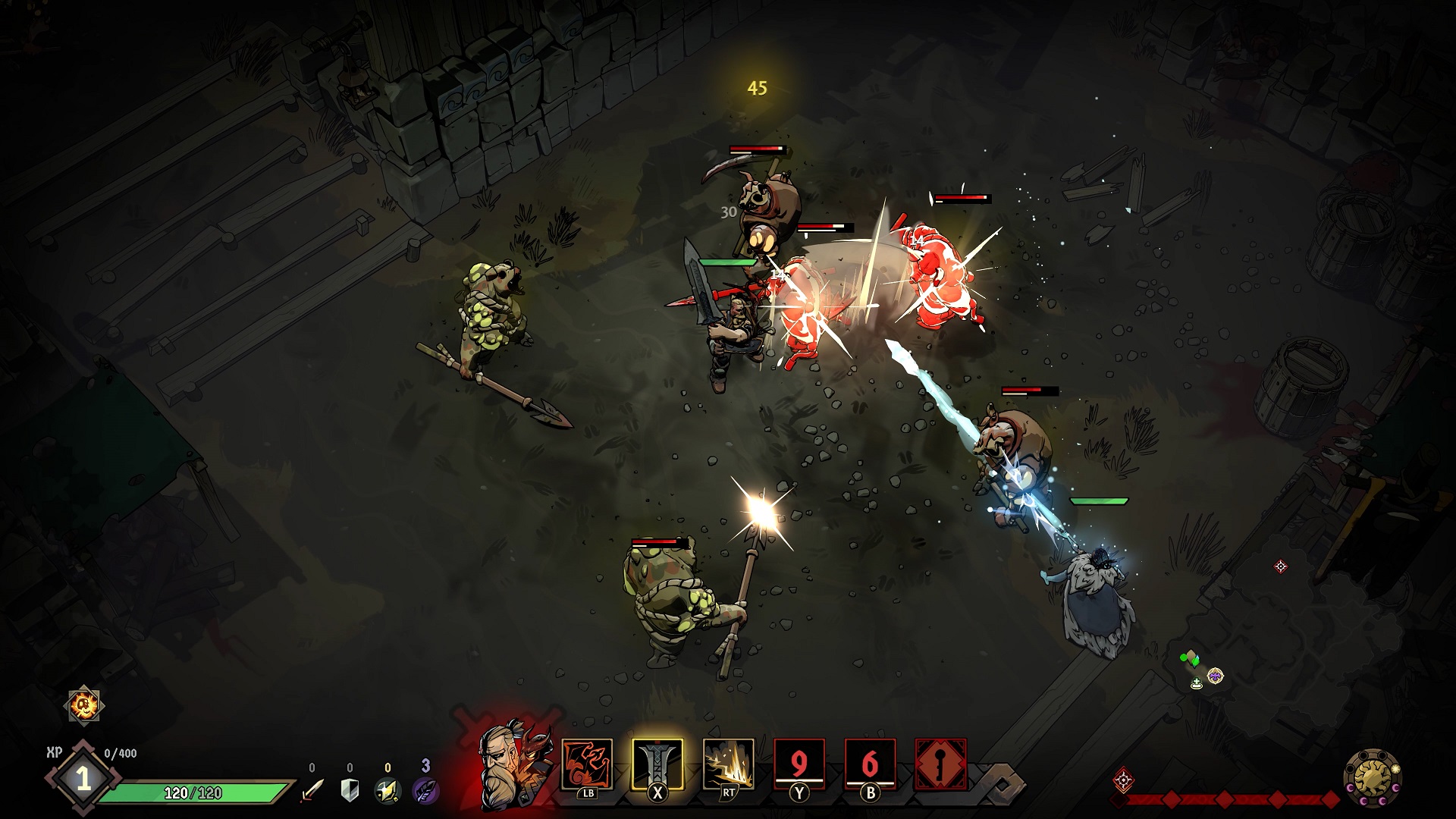 Gameplay-screenshot van Ravenswatch