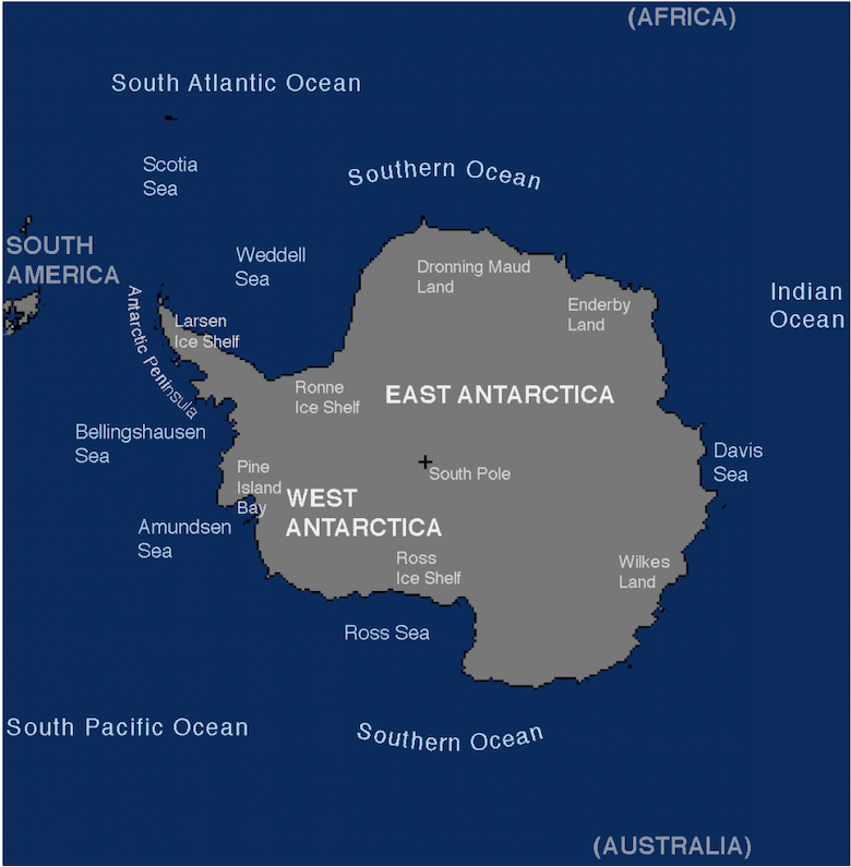 The oceans and regional seas around Antarctica. Source: NSIDC.