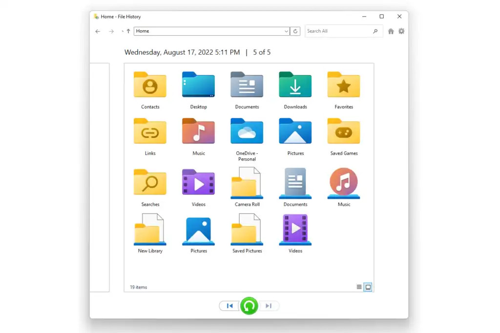 Windows Dosya Geçmişi yedeklemesi - En iyi ücretsiz Windows yedekleme ikincisi