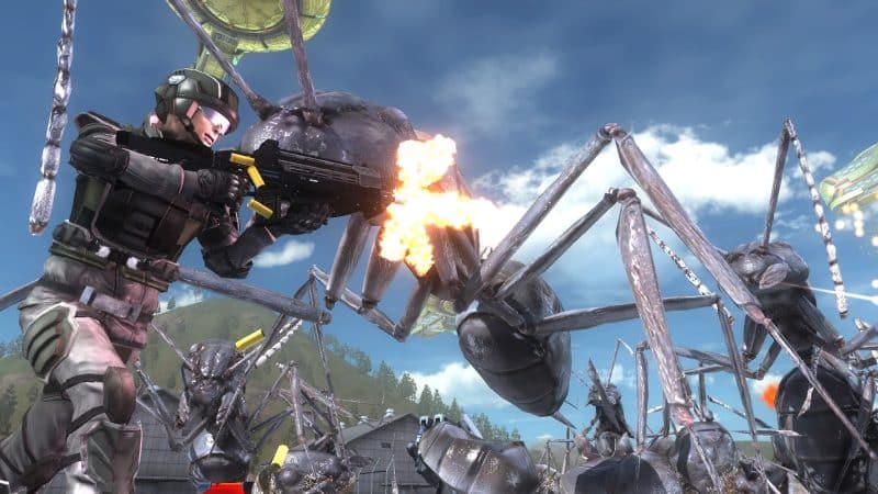 Earth Defense Force 5 - Pictured, the brave men and women of the EDF protect your home against the alien hordes.
