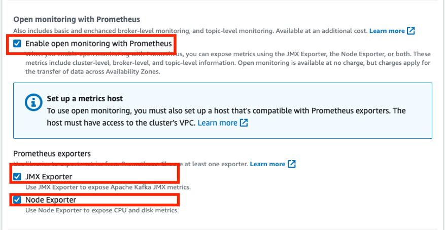 enable Open monitoring with Prometheus