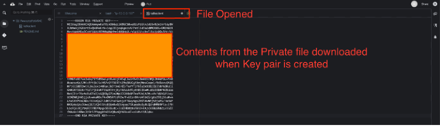 Updating the key file with the private file content