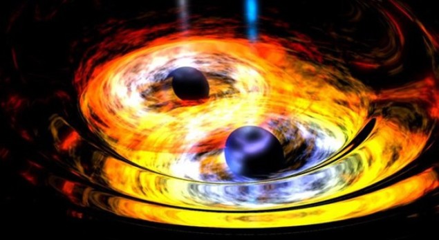 Illustration of merging black holes