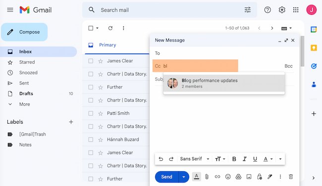 Cómo crear un correo electrónico grupal en el ejemplo de Gmail: sección Para, BCC o CC