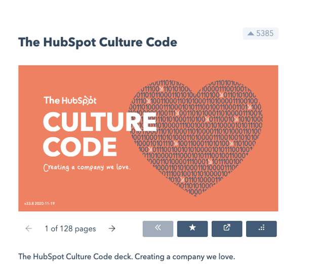 Ejemplo de presentación de diapositivas, código cultural de HubSpot