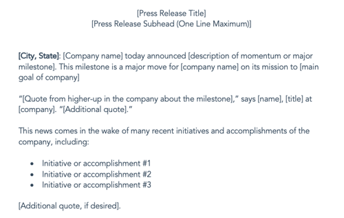 press release templates: momentum or milestone