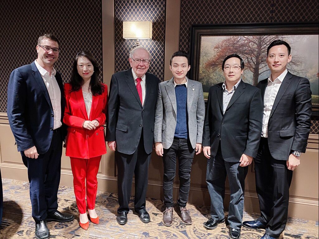 "Thx for your support & advice on how to take #TRON to the next level!," wrote Sun on Twitter following a $4.5M dinner with American billionaire investor Warren Buffet. 