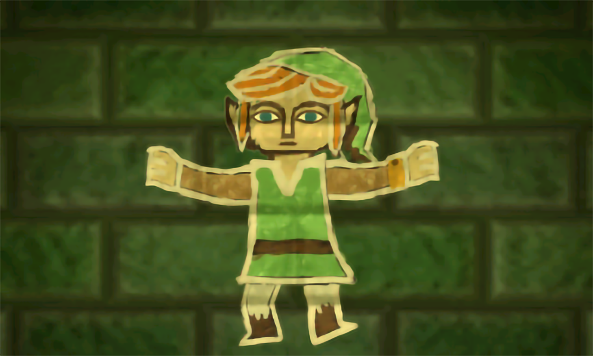 Een 2D papieren versie van Link from A Link Between Worlds