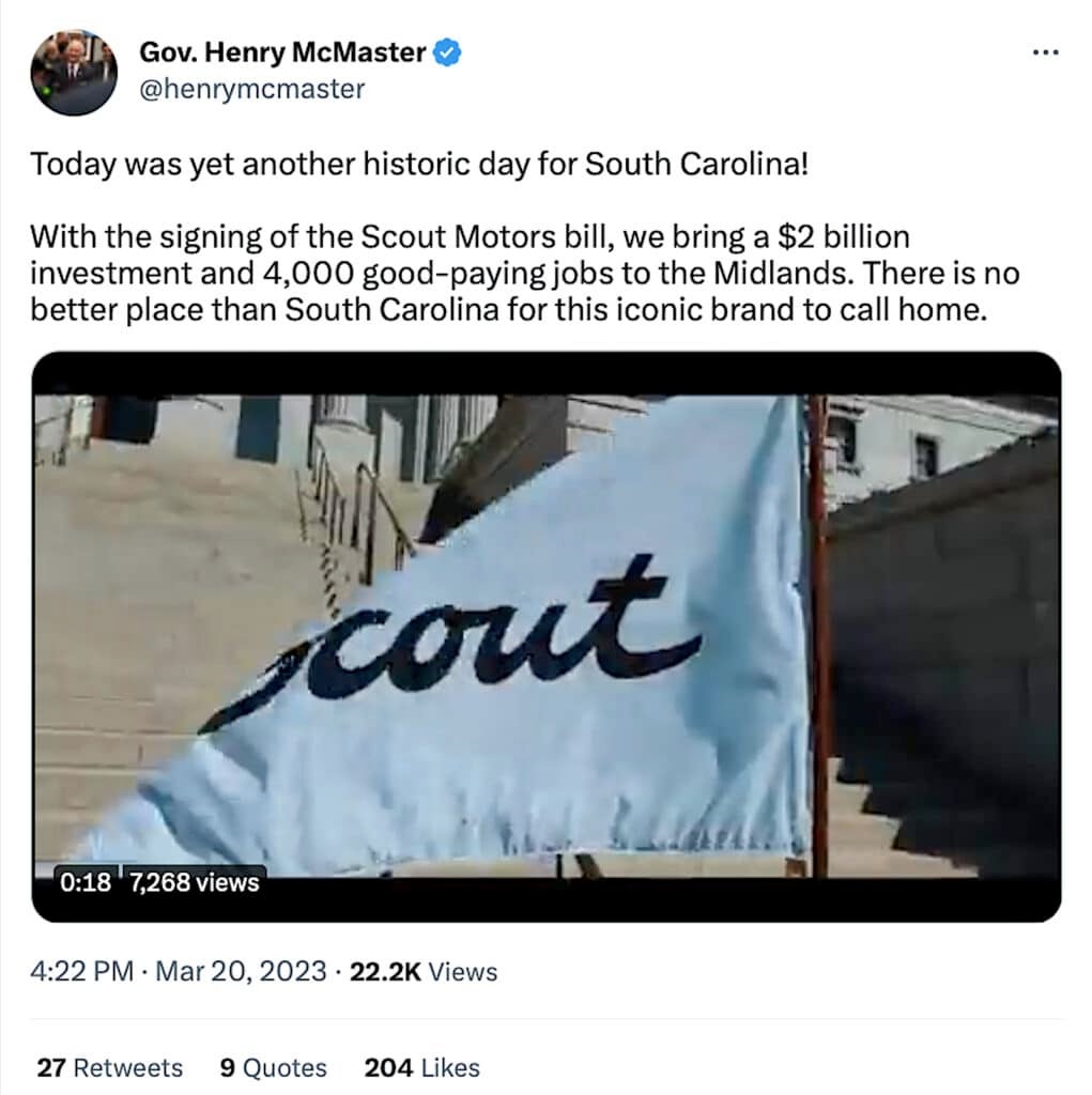 McMaster Scout geld tweet maart 2023