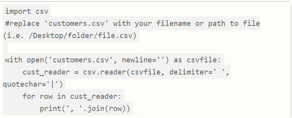 Alternative method of reading a CSV file