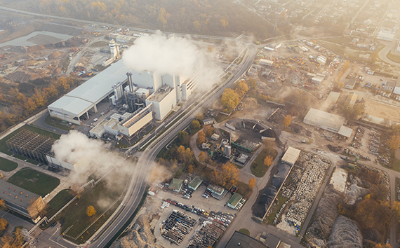 Emissions Balance Image of Factories Emitting Carbon