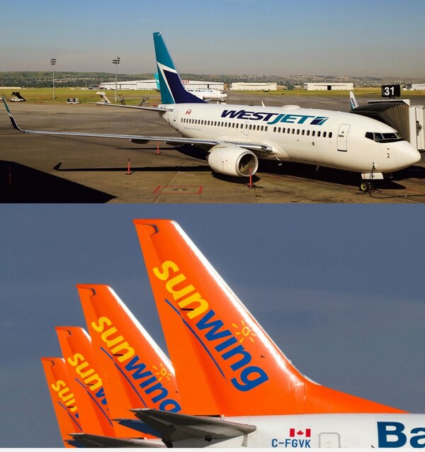 Westjet and Sunwing planes. (CNW Group/Unifor)