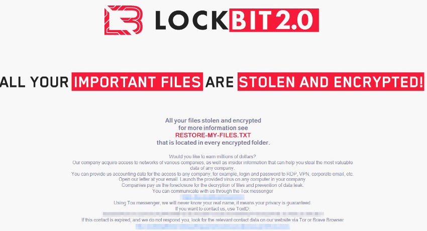 Una nota de ransomware Lockbit.