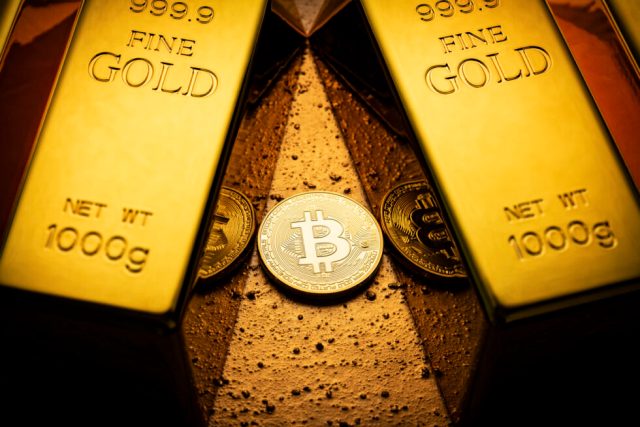 Digitale gouden Bitcoin Btc