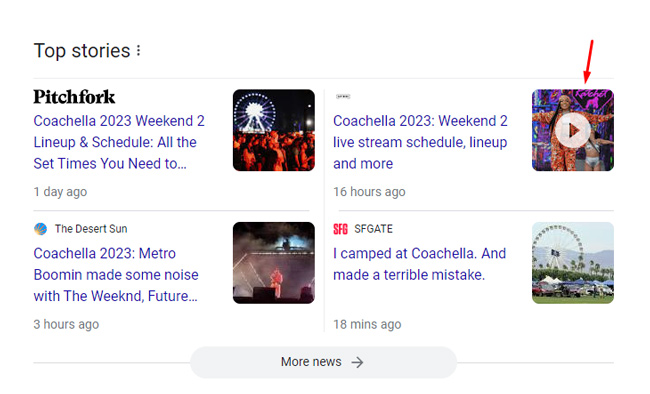 Top Stories in Google still showing video thumbnails for pages where the video isn't the main content.