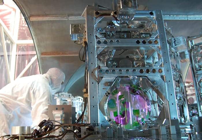 Image of a LIGO researcher working in the US lab