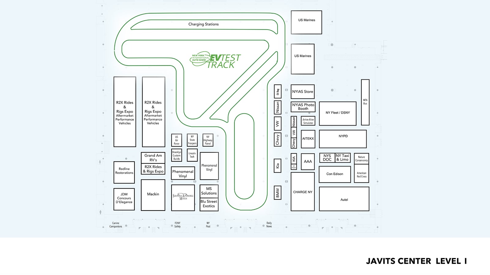 Mapa del Nivel 1 del Salón del Automóvil de Nueva York