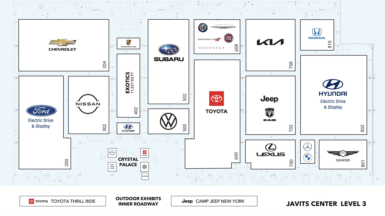 Mapa del Nivel 3 del Salón del Automóvil de Nueva York