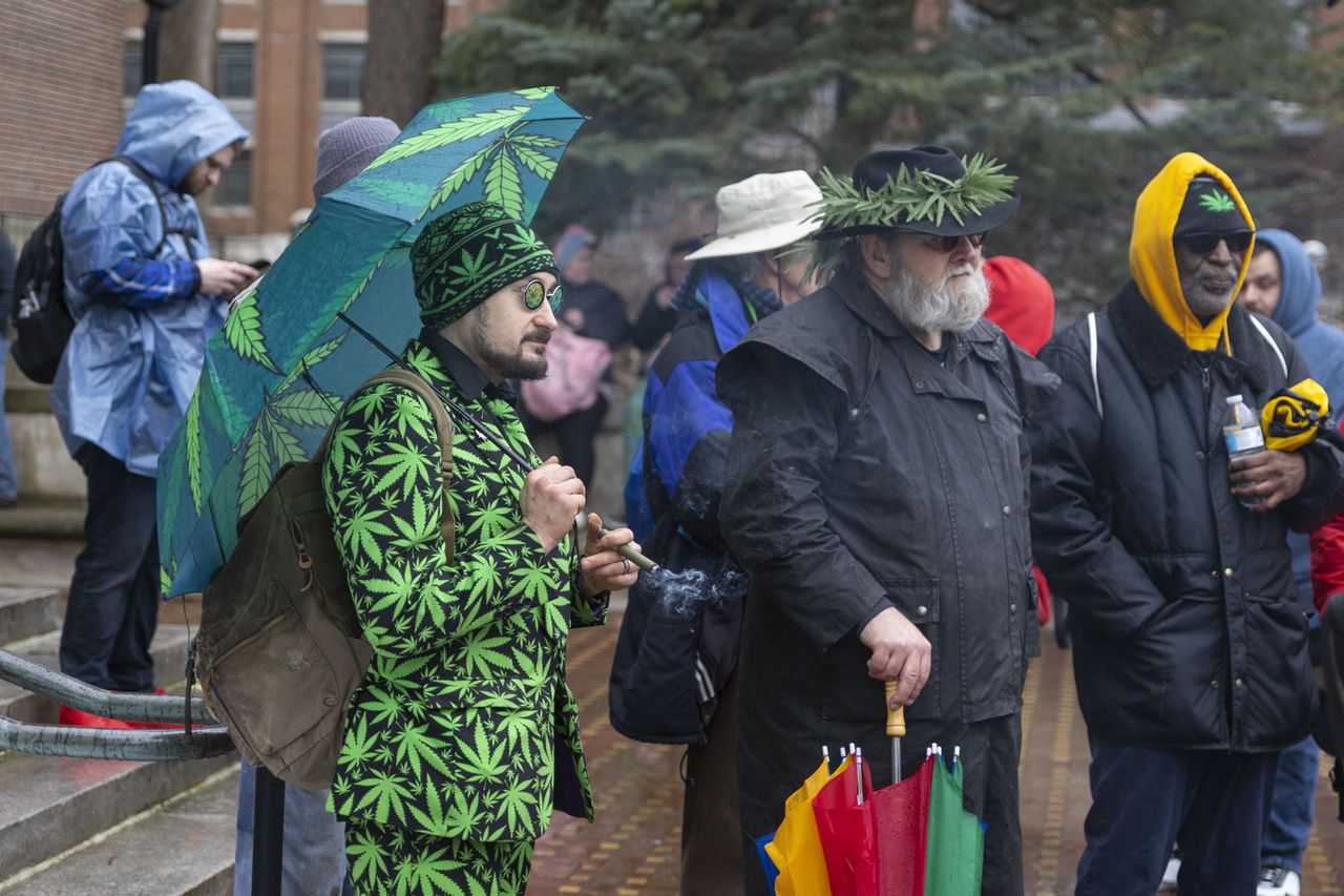 Hundreds of people gathered on the University of Michigan campus for the annual Hash Bash event