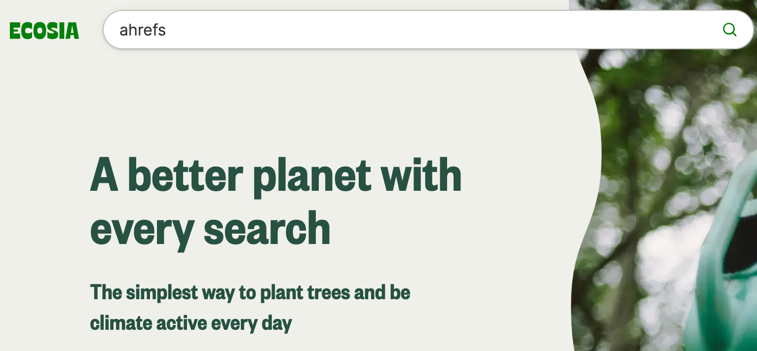 Suche nach „ahrefs“ auf Ecosia
