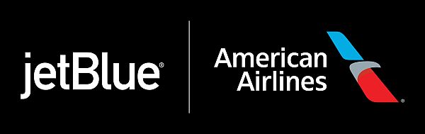 Partnerlogo's van de Northeast Alliance: jetBlue en American Airlines.