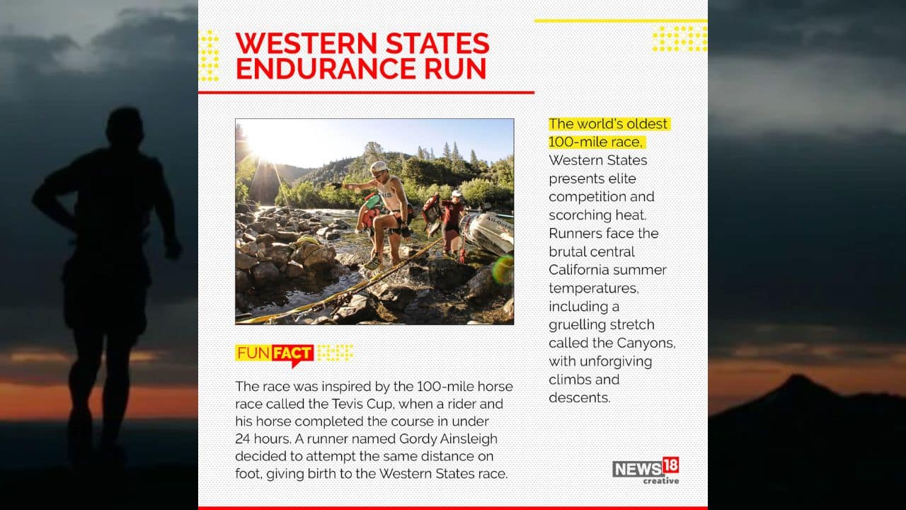 The world’s oldest 100-mile race, Western States presents elite competition and scorching heat. Runners face the brutal central California summer temperatures, including a grueling stretch called the Canyons, with unforgiving climbs and descents. (Image: News18 Creative)