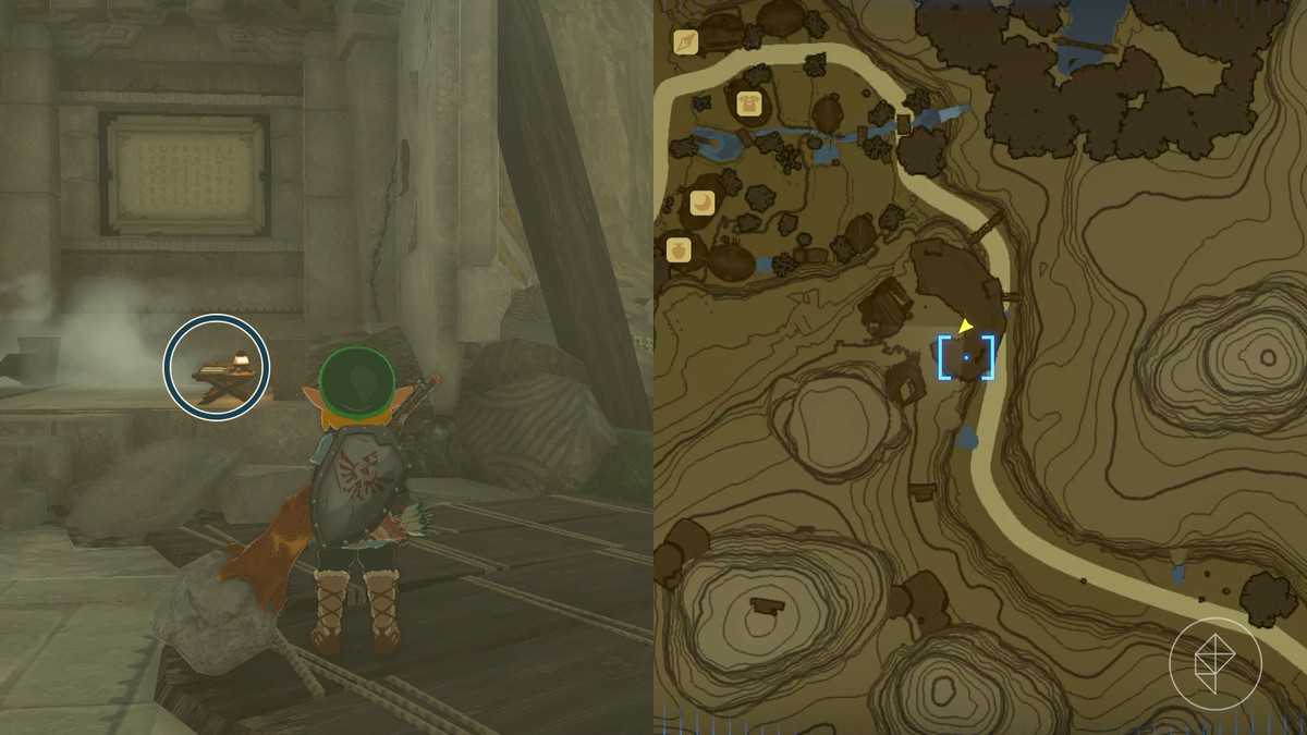 Stone slab located at the southern ring ruin nearby Kakariko Village in The Legend of Zelda: Tears of the Kingdom
