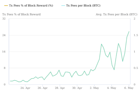 Phí giao dịch bitcoin đã tăng vọt trong những ngày gần đây: nguồn @braain