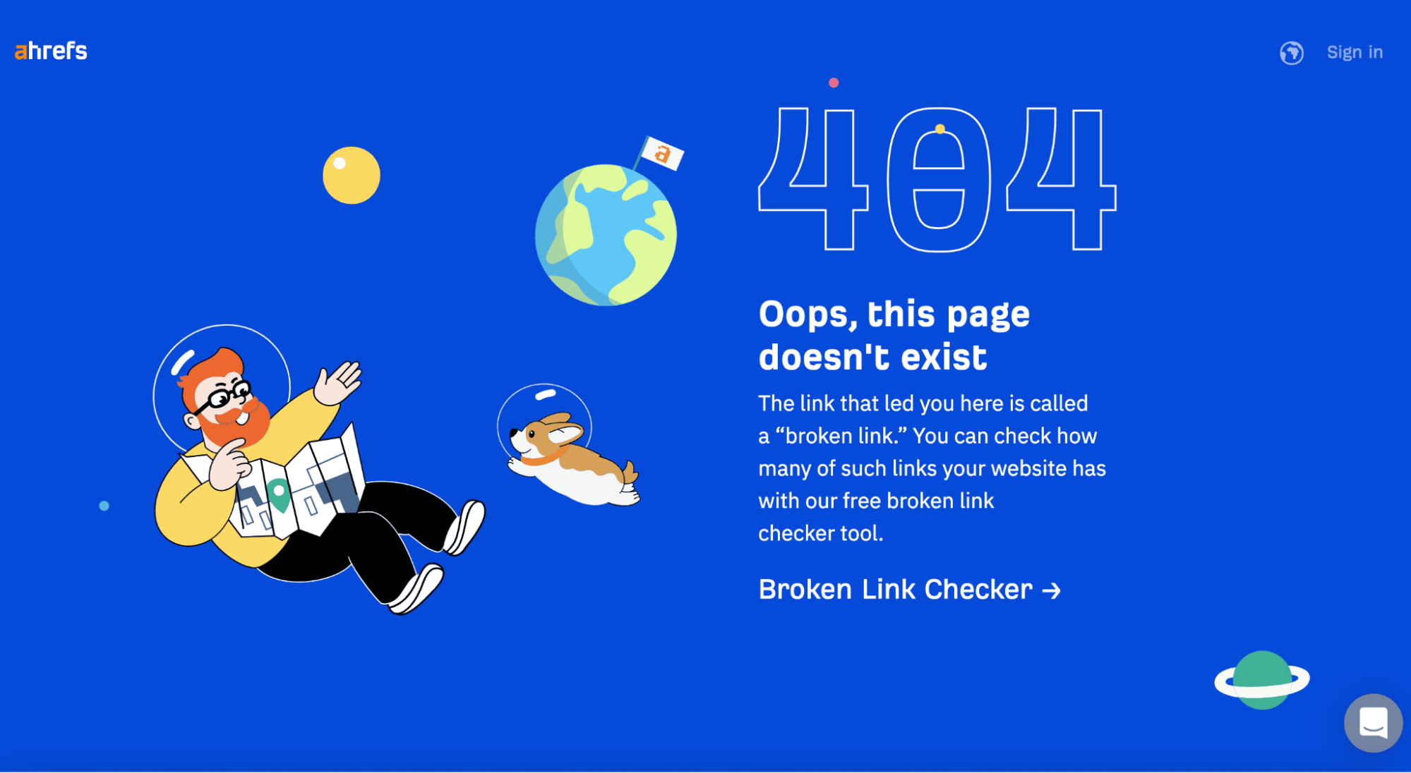 Ahrefs 404-pagina, via ahrefs.com