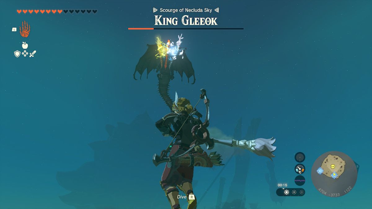 Fighting King Gleeok in the air