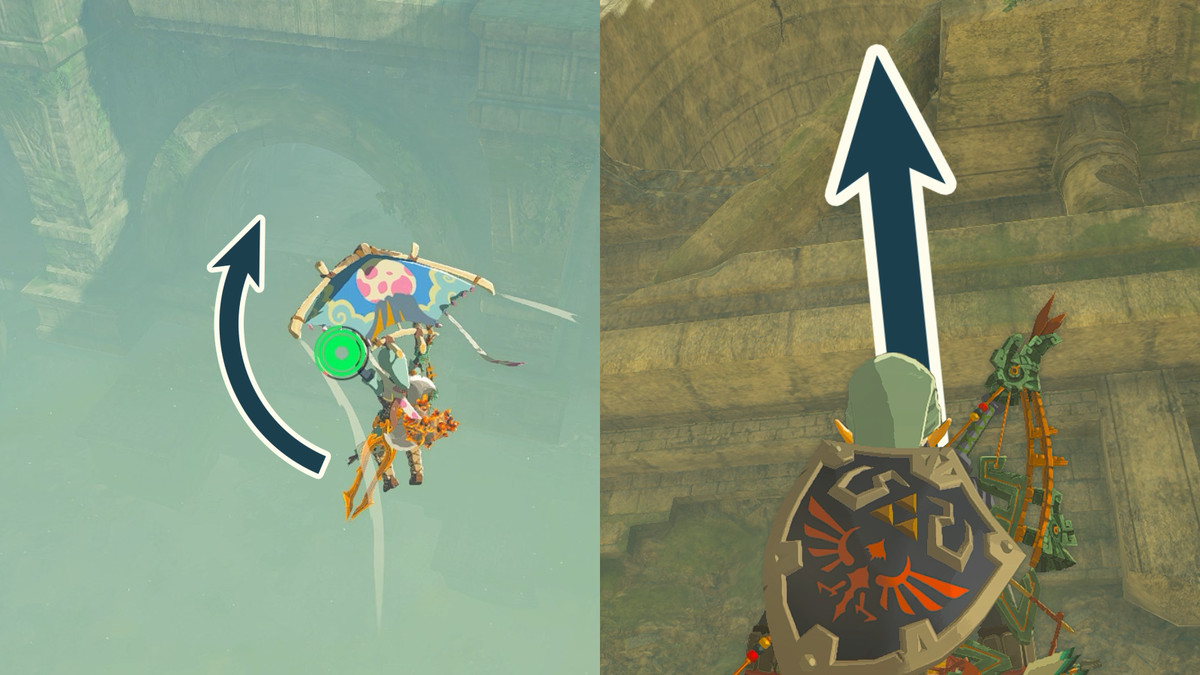 The Legend of Zelda: Tears of the Kingdom'daki Unutulmuş Tapınağa girme yöntemlerini gösteren bir grafik