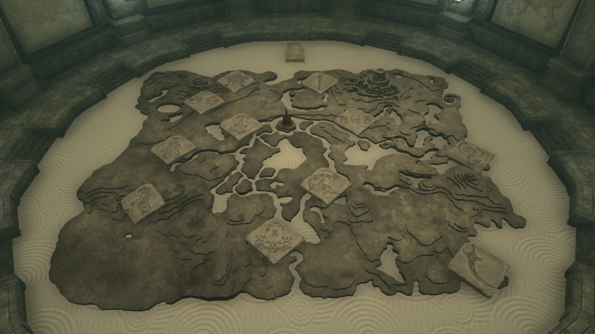 Bu harita The Legend of Zelda: Tears of the Kingdom'daki Unutulan Tapınak'ta bulunan tüm jeoglif konumlarını gösterir