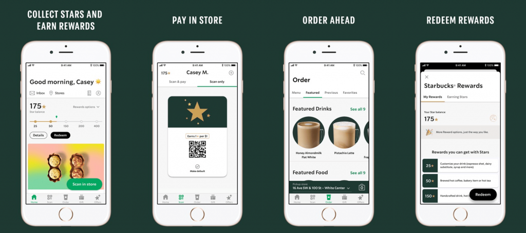 Starbucks-app die personalisatie in actie laat zien