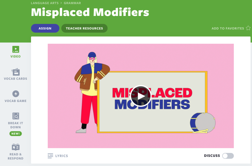 Misplaced modifiers video lesson to teach adverbs examples