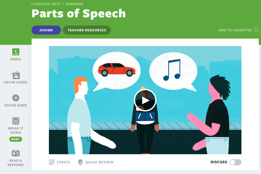 Parts of speech video lesson