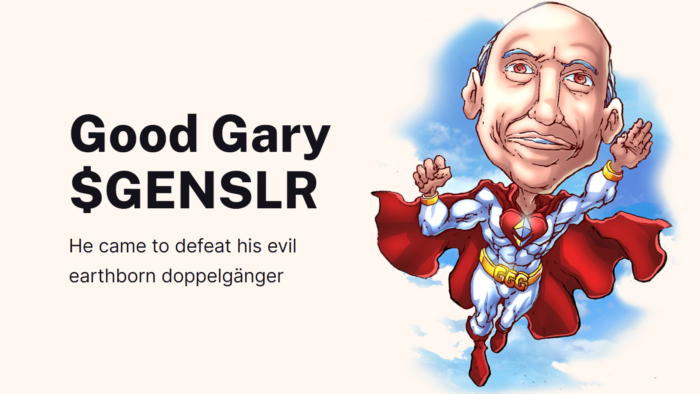 Cartoon van de goede superheld Gary Gensler