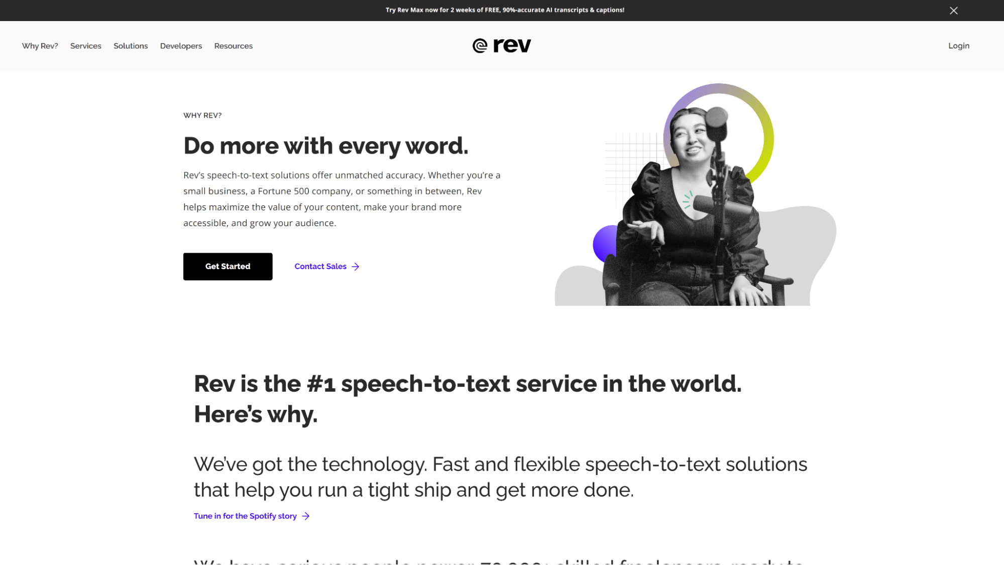 Página de inicio de Rev.com