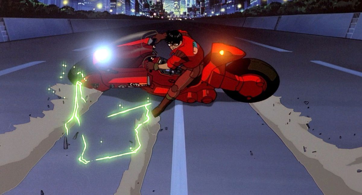Kaneda derrapa su motocicleta en Akira