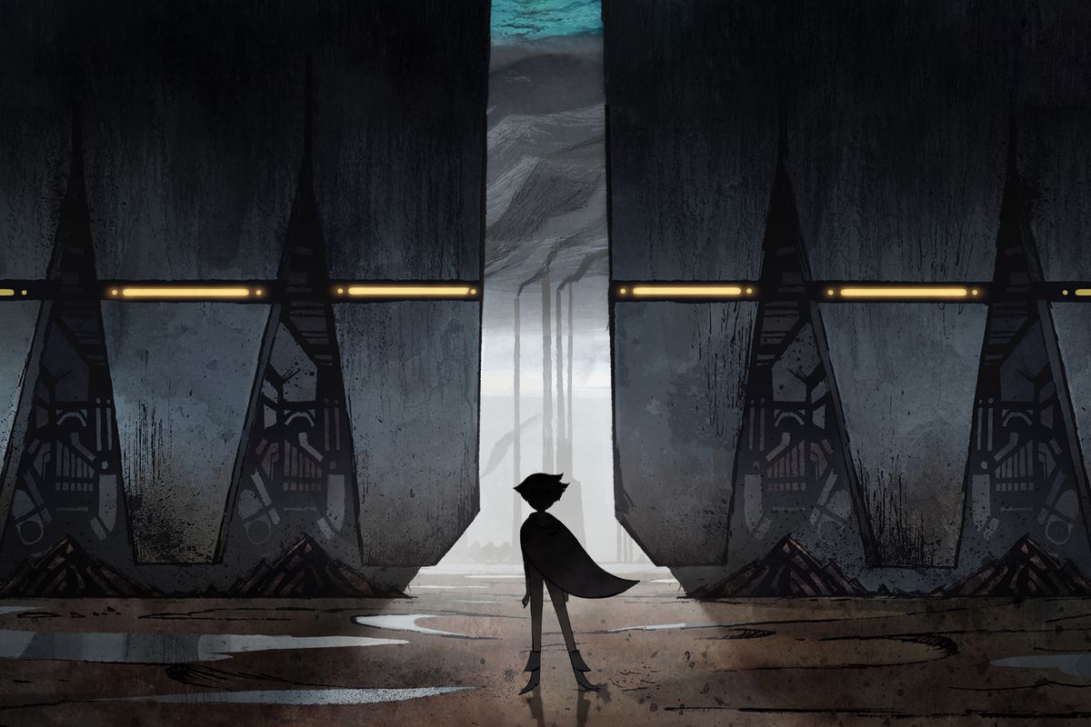 Trong một bức tranh được vẽ, một nhân vật đội mũ lưỡi trai đứng in bóng trước một khoảng trống trong một tòa nhà kim loại khổng lồ. Ngoài khoảng trống là những thứ trông giống như các nhà máy đang phun khói từ những ống khói cao trong hình ảnh quảng cáo cho Star Wars: Visions tập 2.
