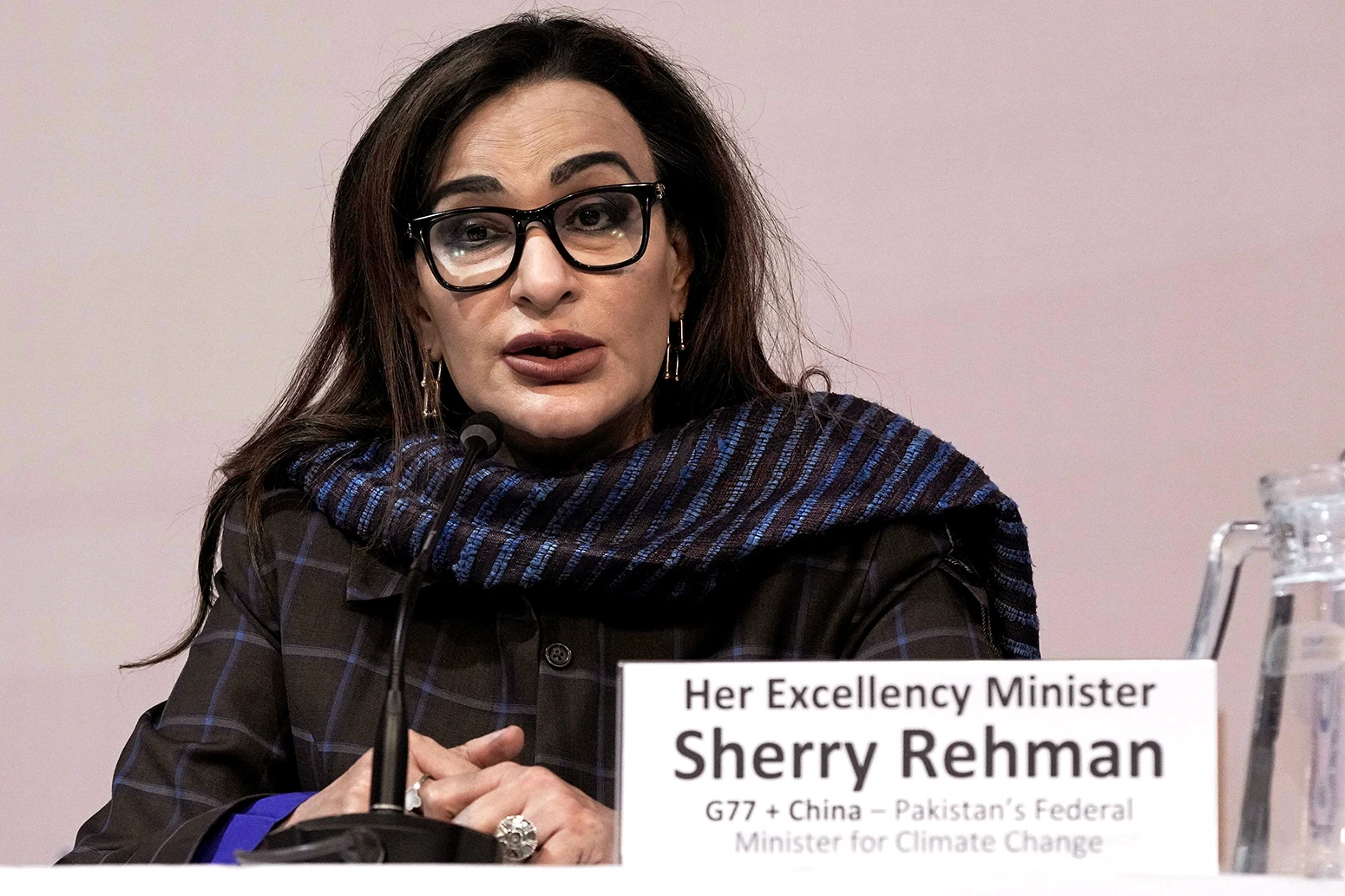 Sherry Rehman, minister van klimaatverandering voor Pakistan, op COP27 op 17 november 2022.