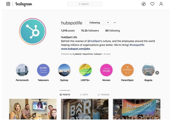 b2b marketing redes sociales compromiso de los empleados hubspot life instagram
