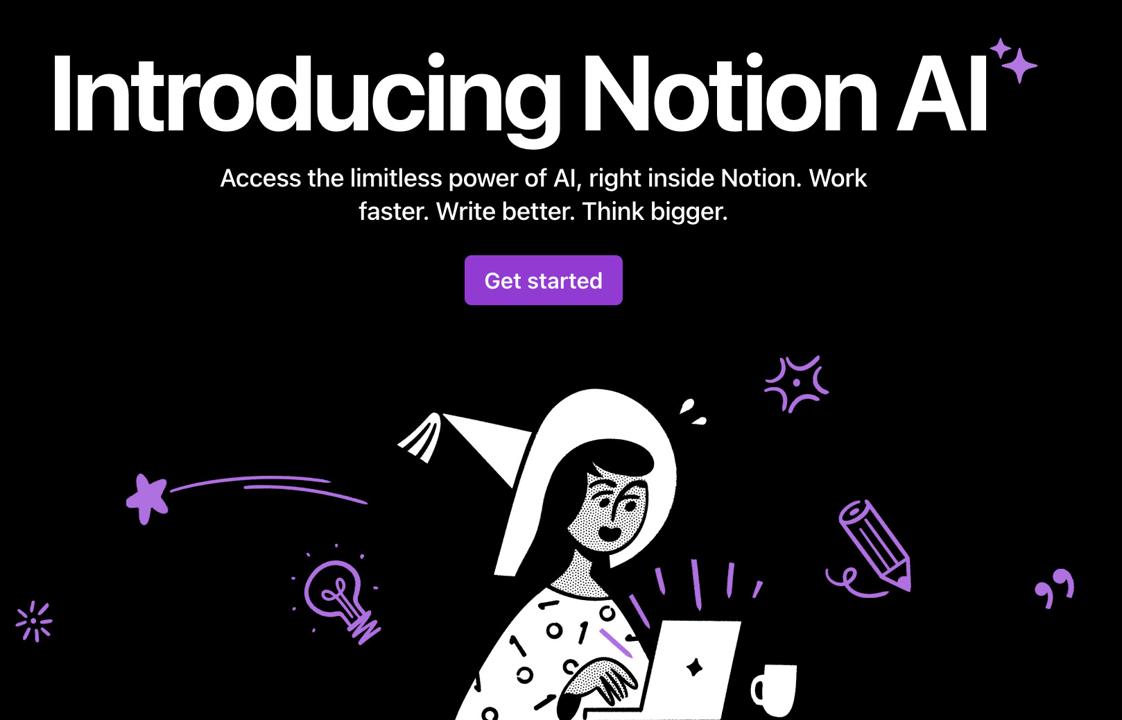 Notion AI-webpagina