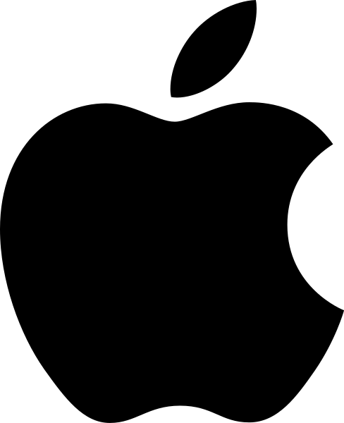 Logotipo de Apple negro sobre fondo blanco.