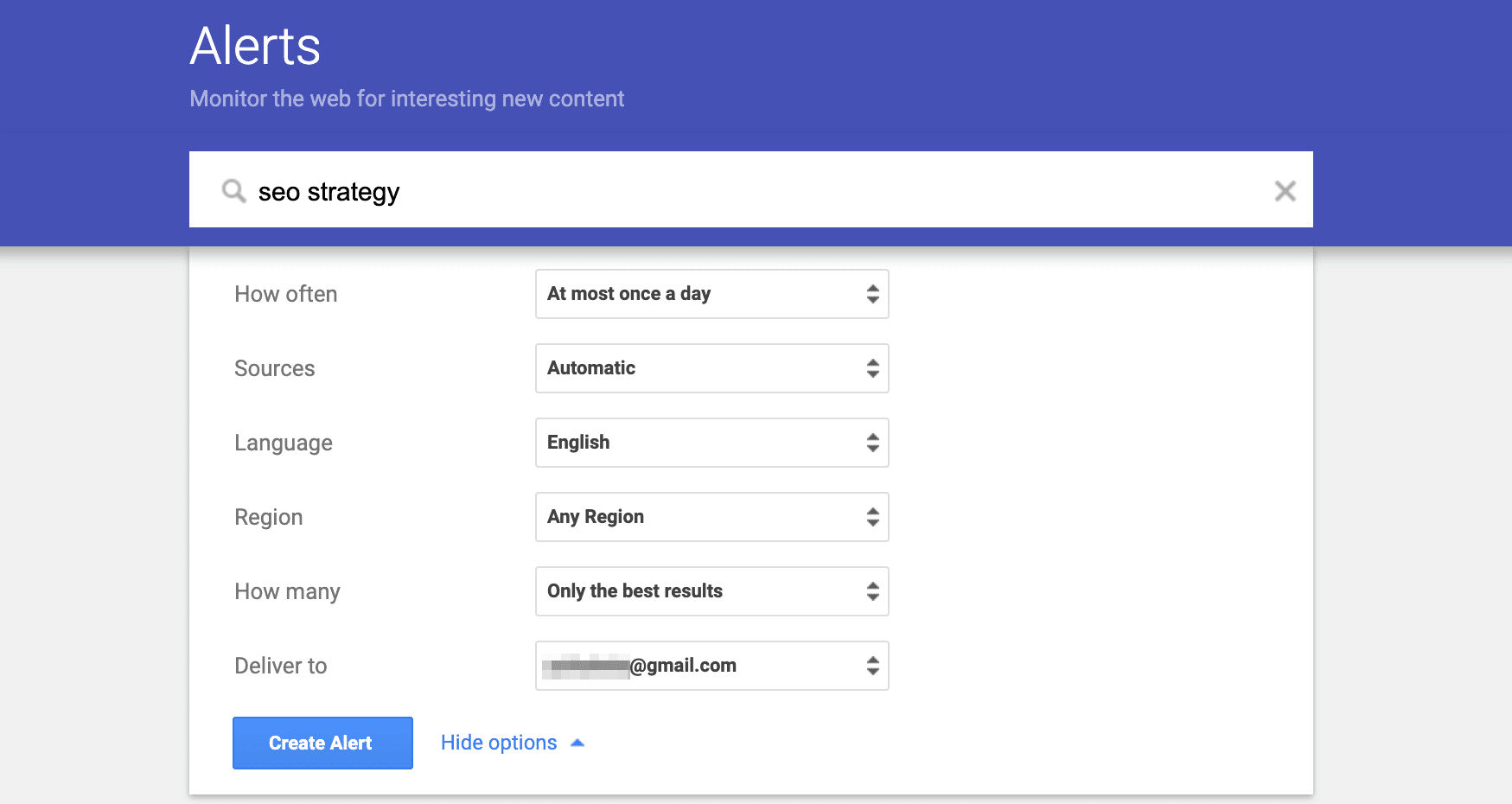 Google Alerts-filters