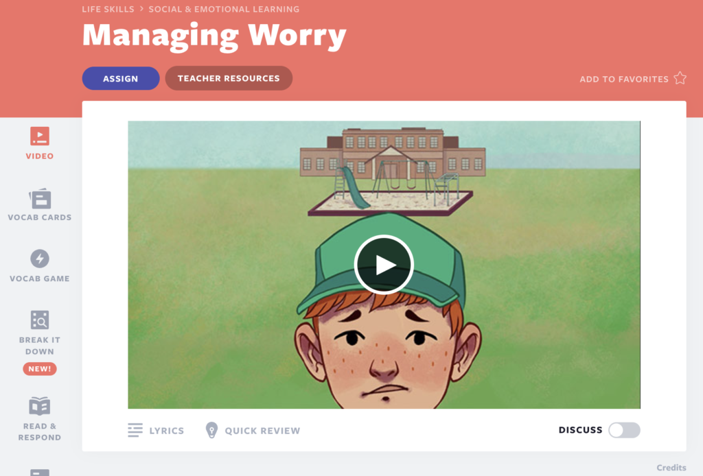 Leçon vidéo éducative sur la gestion de Worry