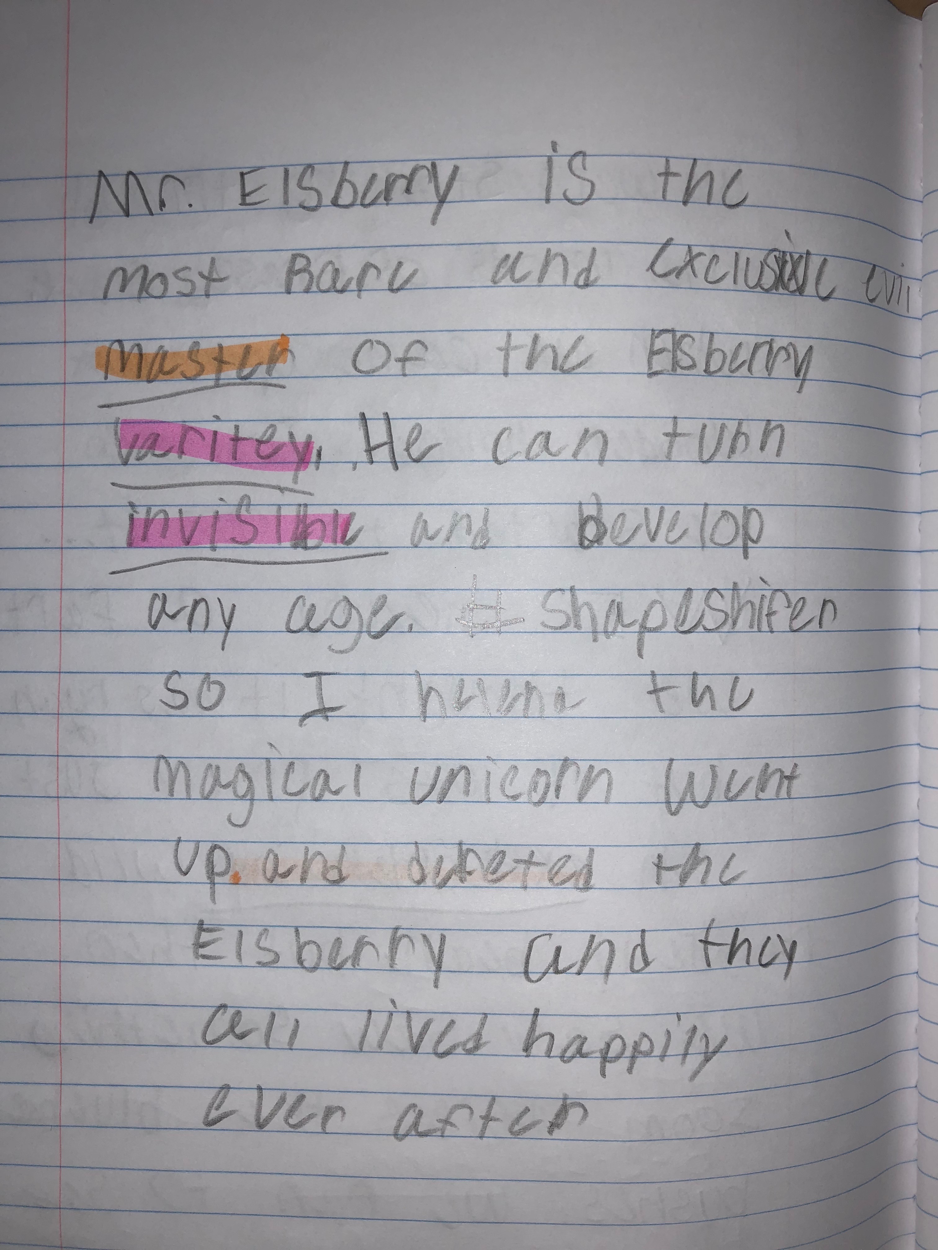 Student writing with vocabulary words using fun learning activities