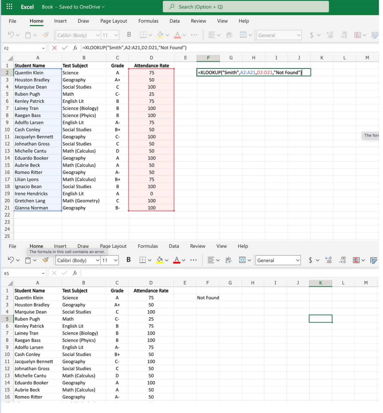 xlookup-voorbeeld, Excel